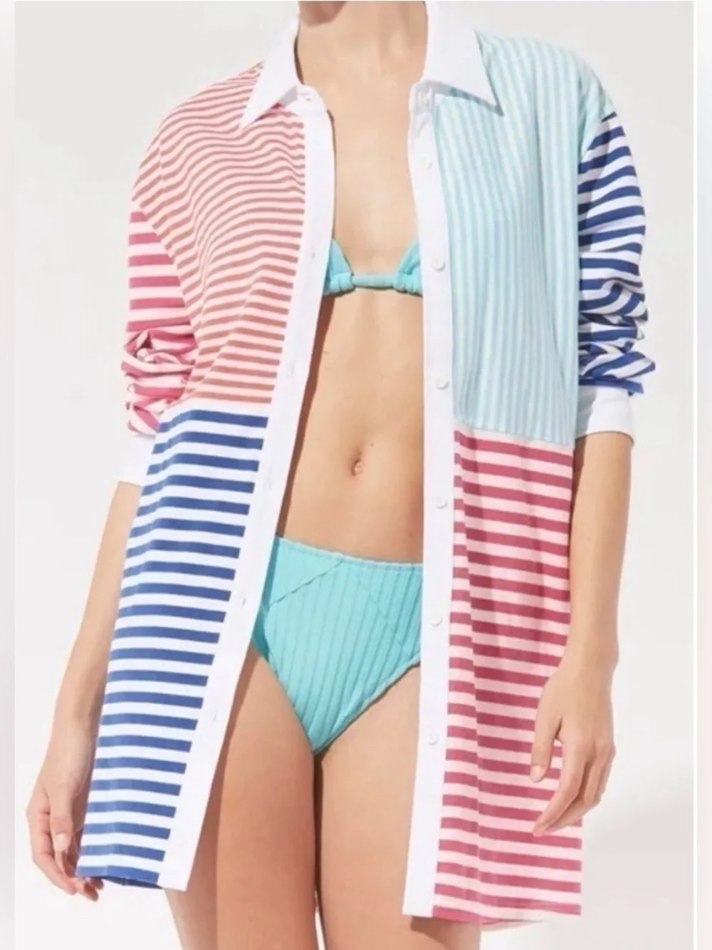 SOLID & STRIPED Oxford Tunic Colorblock NWT Size S